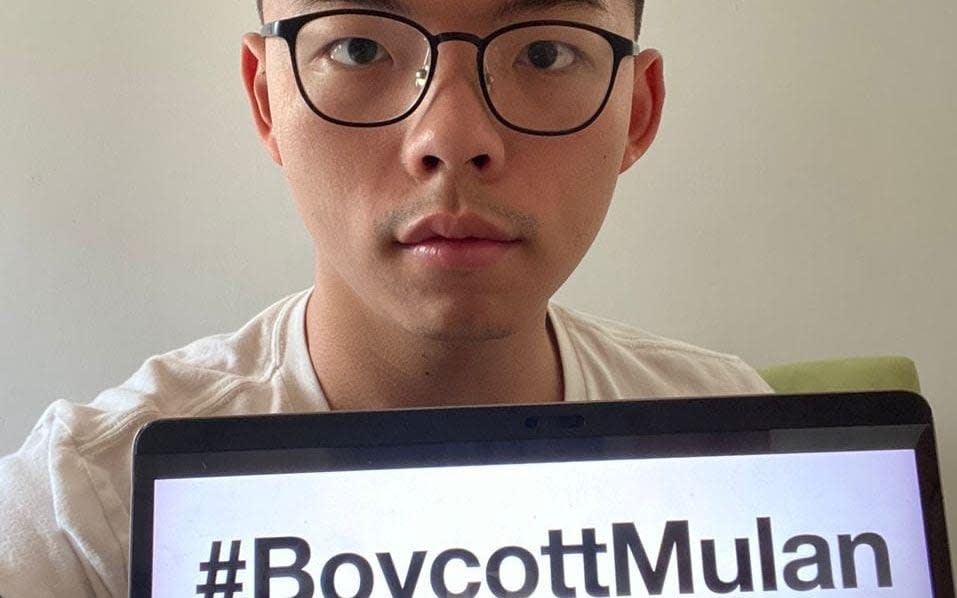 Joshua Wong, a leader of the Hong Kong pro-democracy protests, has actively called for a boycott of Disney's remake of Mulan - Joshua Wong/Twitter