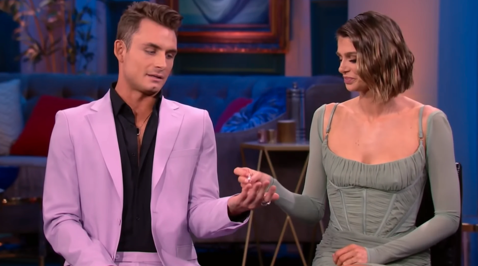 Raquel gives her engagement ring back to James on Vanderpump Rules. Photo: Bravo 