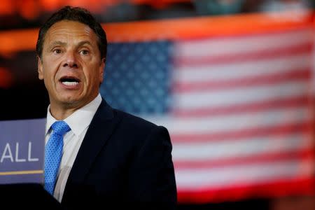 New York Governor Andrew Cuomo speaks during an announcement at The Moynihan Train Hall in New York City, U.S., August 17, 2017. REUTERS/Brendan McDermid