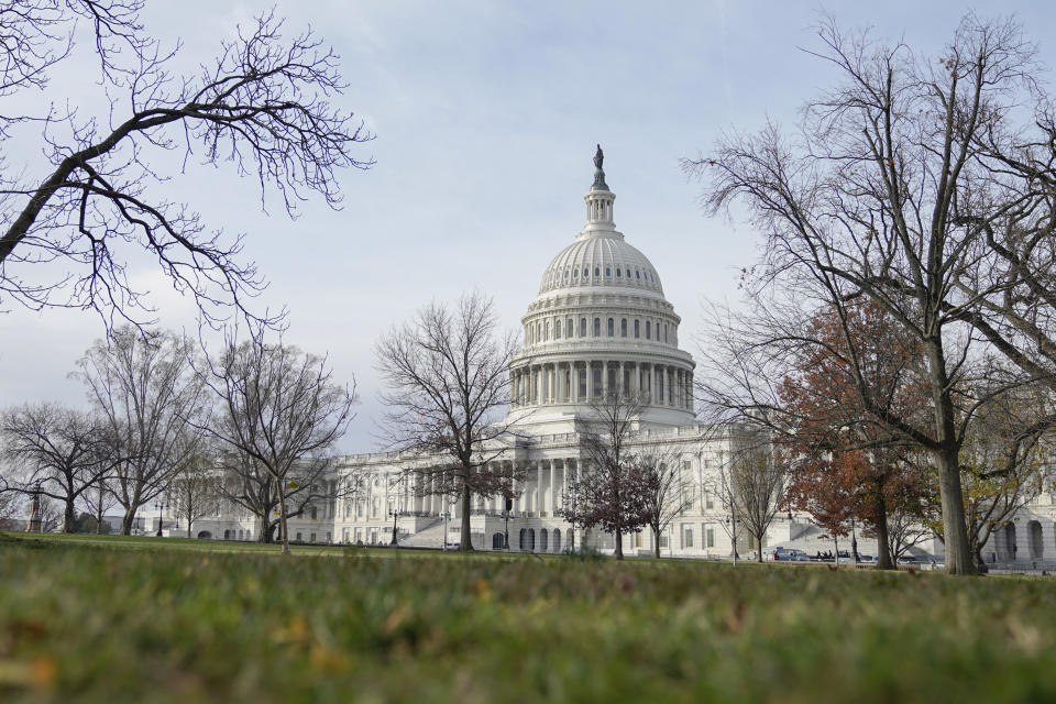 The U.S. Capitol is seen, Friday, Dec. 1, 2023, in Washington. The House has voted to expel Rep. George Santos, R-N.Y., following a critical ethics report on his conduct that included converting campaign donations for his own use, making him just the sixth member in the chamber's history to be ousted by his colleagues. Expulsion requires support from two-third of the House. (AP Photo/Mariam Zuhaib)