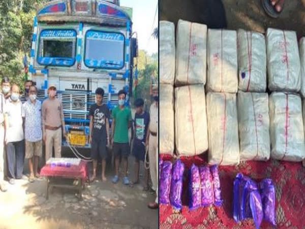 20 packets of yaba tablets were seized from a truck by Assam Police. Photo/ANI