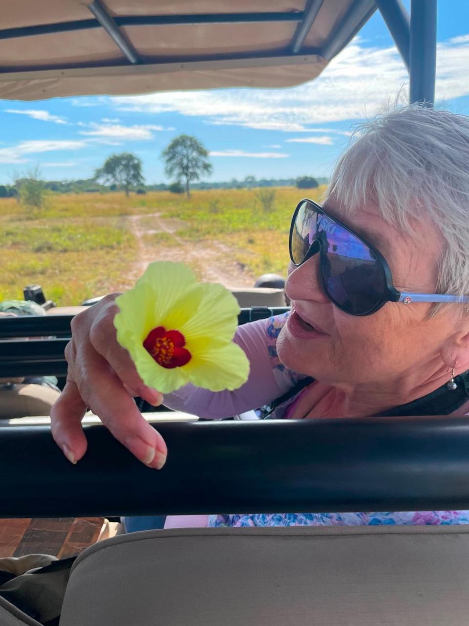 PHOTO: Gail Mattson, 79, is seen on a safari in Zambia the day she was killed by a bull elephant. (Obtained by ABC News)