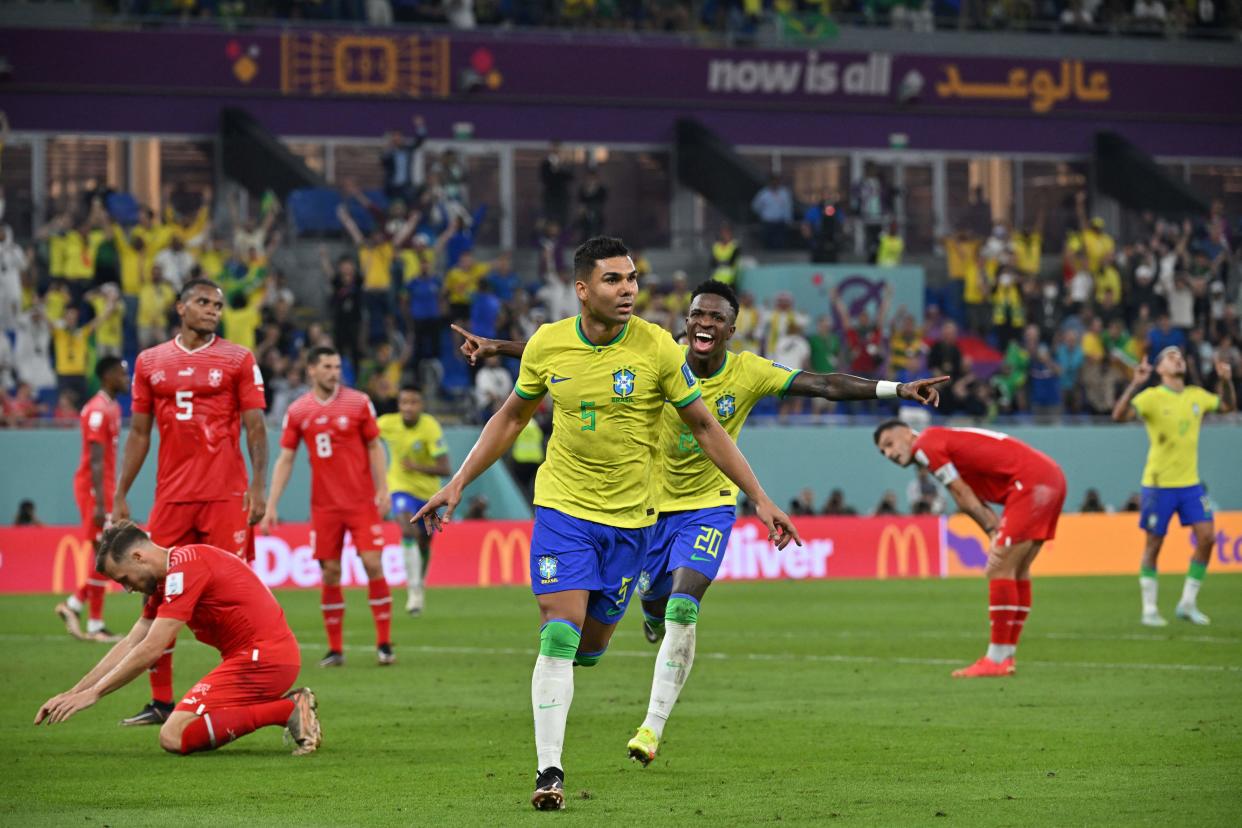 Casemiro rescató a Brasil con una excelsa definición (Foto de:  NELSON ALMEIDA / AFP) (Foto de: NELSON ALMEIDA/AFP via Getty Images)