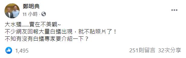 台北市中山區民眾捕捉到白蟻竄飛。（圖／翻攝自白蟻(大水蟻)交流社團）