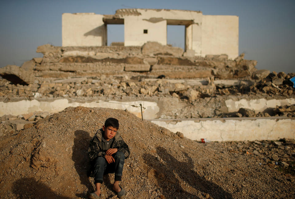 A displaced Iraqi boy in Mosul