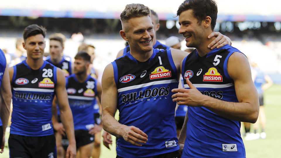 AFL clubs like the Western Bulldogs have already ensured their players have had at least the first dose of the coronavirus vaccine. (Photo by Dylan Burns/AFL Photos via Getty Images)