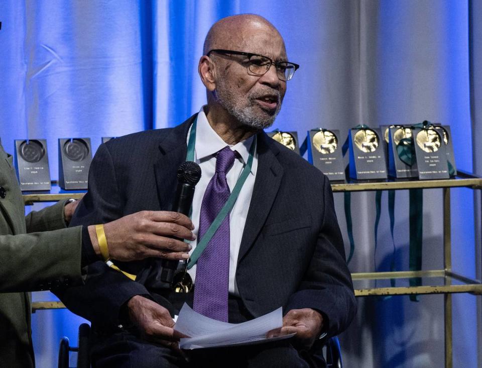 Thelton E. Henderson, retired federal judge and civil rights leader speaks after being inducted into the California Hall of Fame on Tuesday, Feb. 6, 2024, at the California Museum in Sacramento. Hector Amezcua/hamezcua@sacbee.com