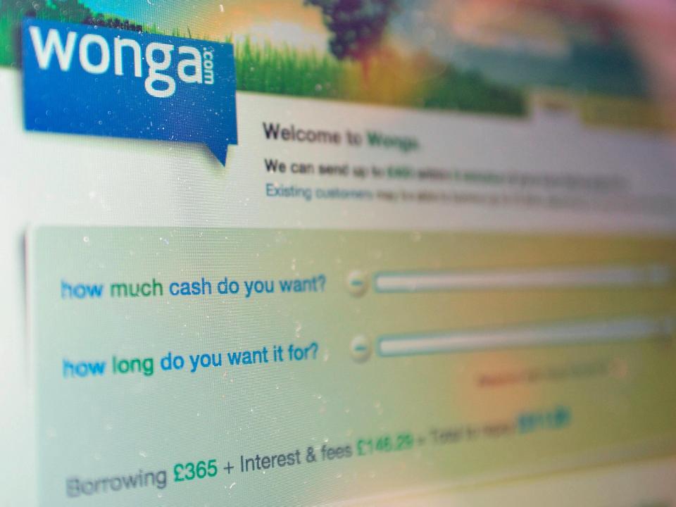 A view of the home website page the payday lender Wonga, which has reported a slump in profits as it counts the cost of a drive to clean up the image of the business.