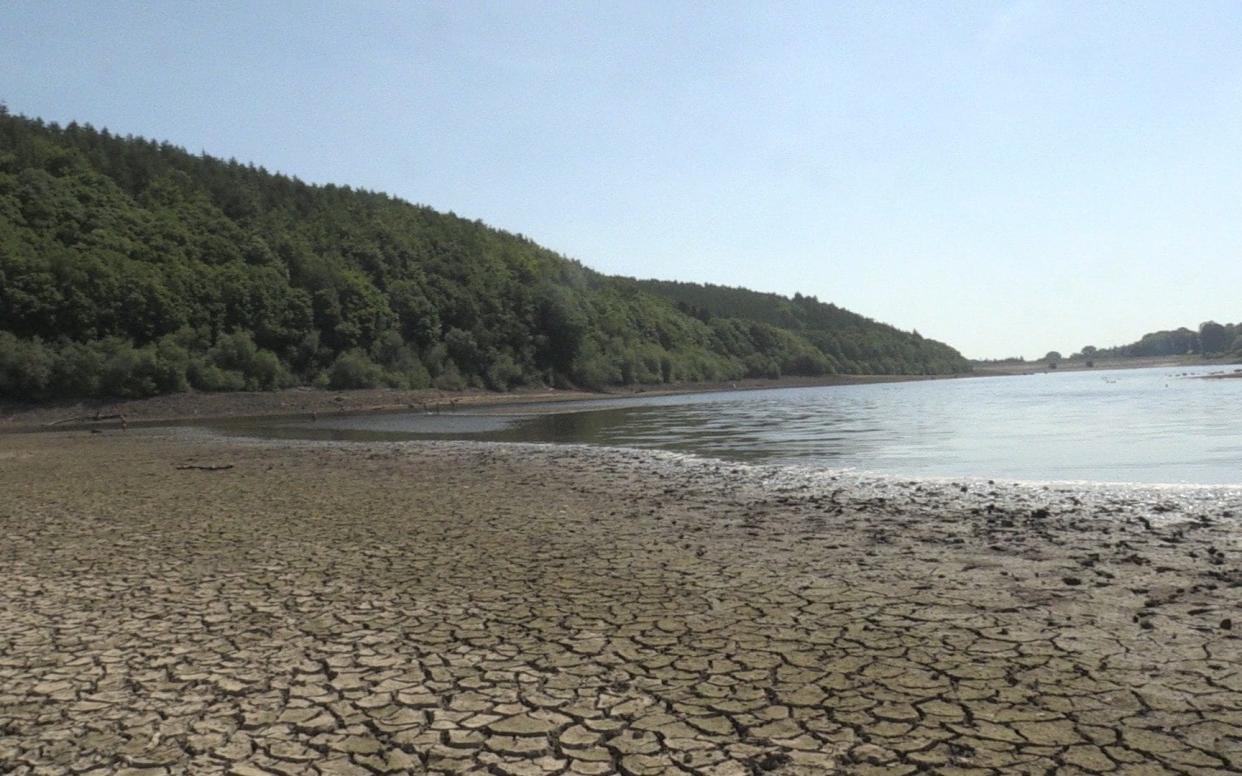 Low water levels at the Lindley Wood Reservoir near Otley, West Yorkshire. -  Richard McCarthy/PA