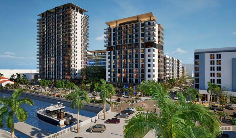 Bradenton City Council to voted Wednesday to move forward with an agreement to sell 4 acres for $14.1 million and have a developer build 350 apartment units, 95 condos, a 14-story hotel and retail space on waterfront land in downtown Bradenton. An artist rendering shows the design of The Vias project that would replace Bradenton City Hall, 101 Old Main St.