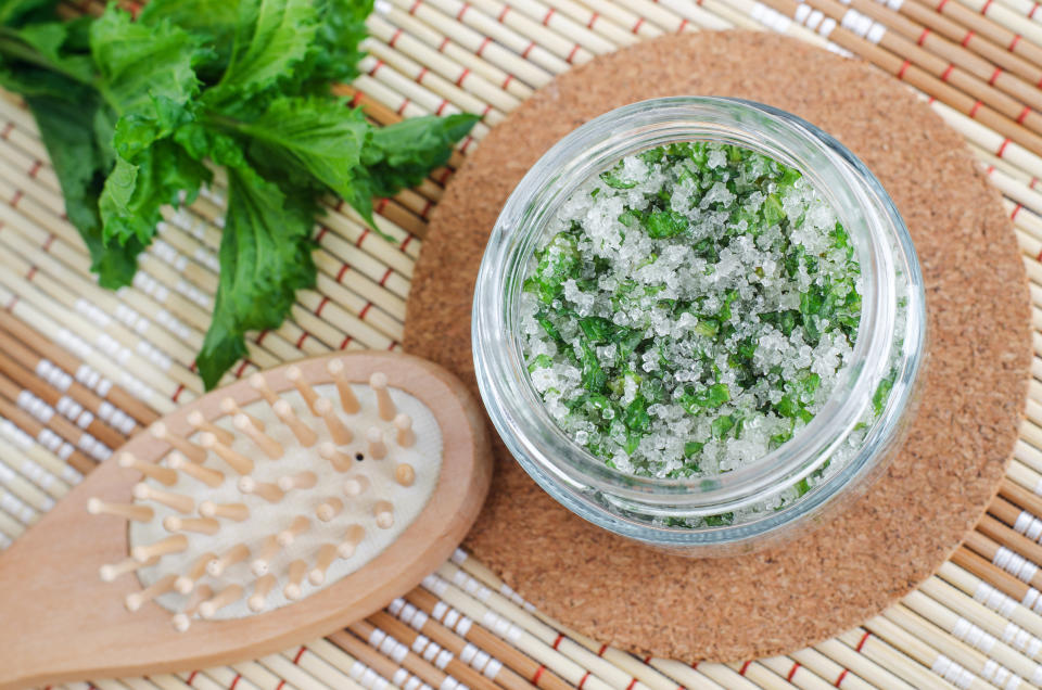 A scalp scrub and hair brush