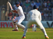 Cricket - India v England - Fourth Test cricket match - Wankhede Stadium, Mumbai, India - 8/12/16. England's Alastair Cook plays a shot. REUTERS/Danish Siddiqui