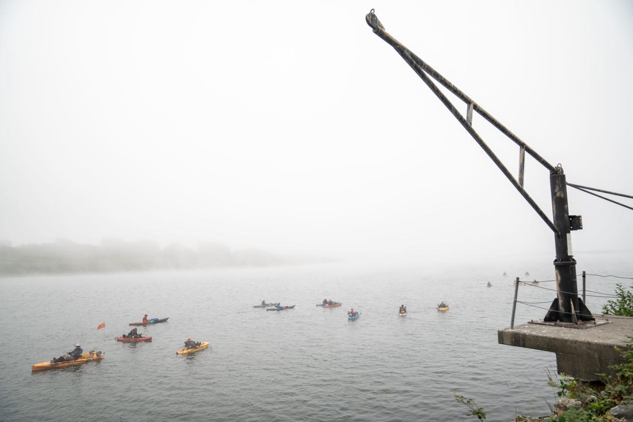 The Northern California fog rolls over the Klamath River.