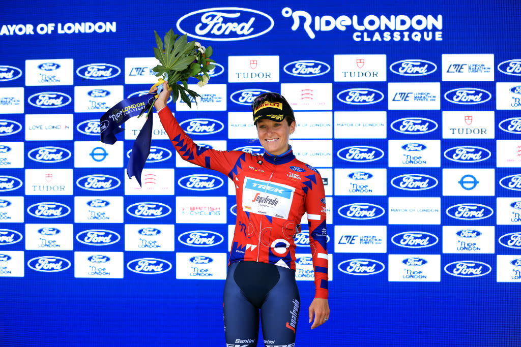  Lizzie Deignan (Trek-Segafredo) in the points jersey after stage 1 of RideLondon 