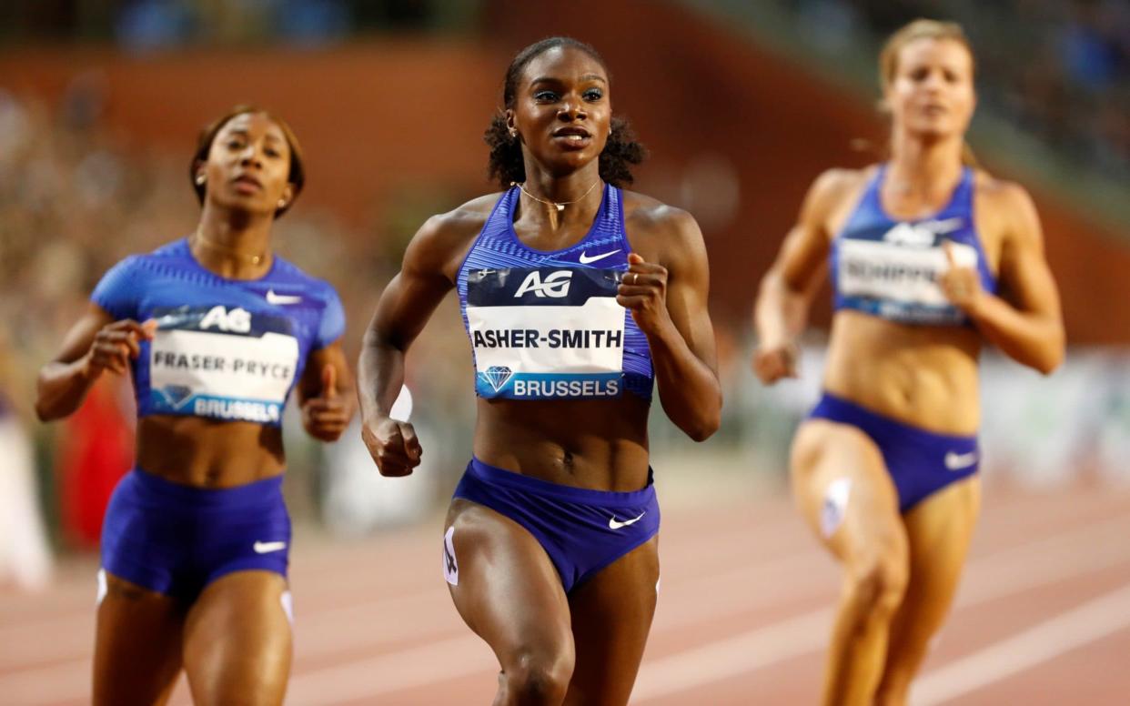 Dina Asher-Smith wins the Women's 100m ahead of second placed Shelly-Ann Fraser-Pryce - REUTERS