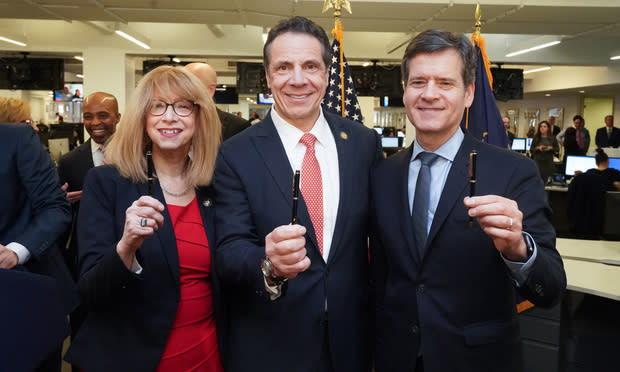 Assemblywoman Linda B. Rosenthal, Gov. Andrew Cuomo, and State Sen. Brad Hoylman after the Child Victims Act was signed Thursday. Phot courtesy of Gov. Cuomo's office.