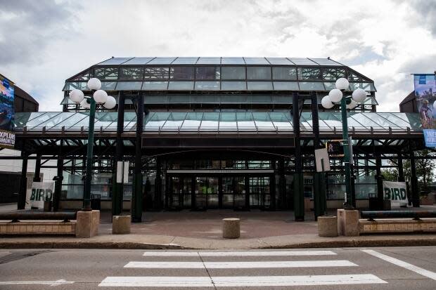 The temporary pandemic shelter at the Edmonton Convention Centre has been opened since October 2020.  (Codie McLachlan/CBC - image credit)