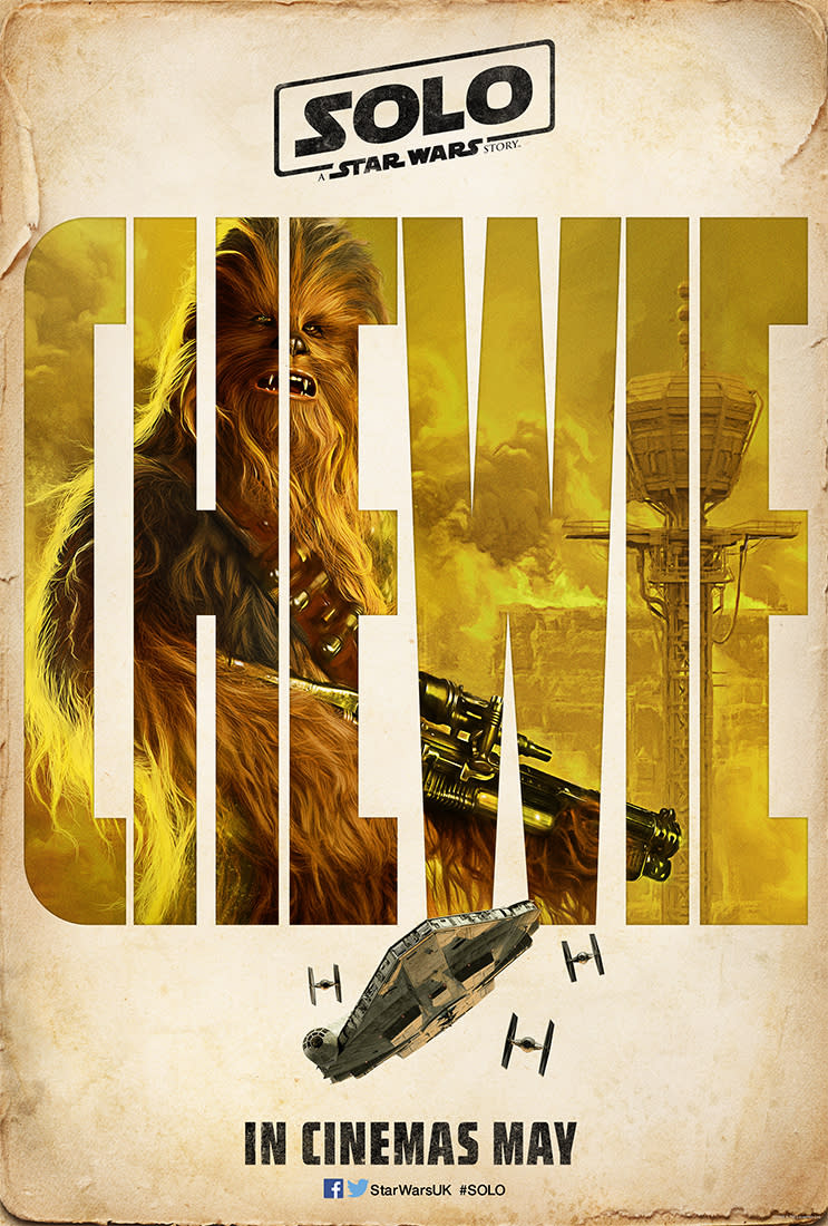 Chewbacca’s Solo character poster. (Lucasfilm/Disney)