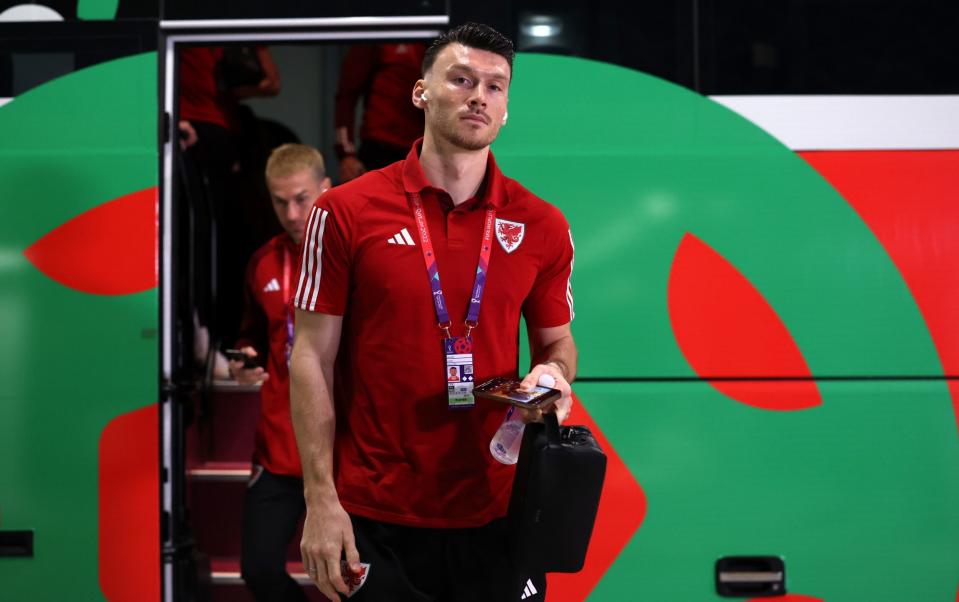 Kieffer Moore of Wales arrives at the stadium prior to the FIFA World Cup Qatar 2022 Group B match between Wales and IR Iran at Ahmad Bin Ali Stadium - Fifa