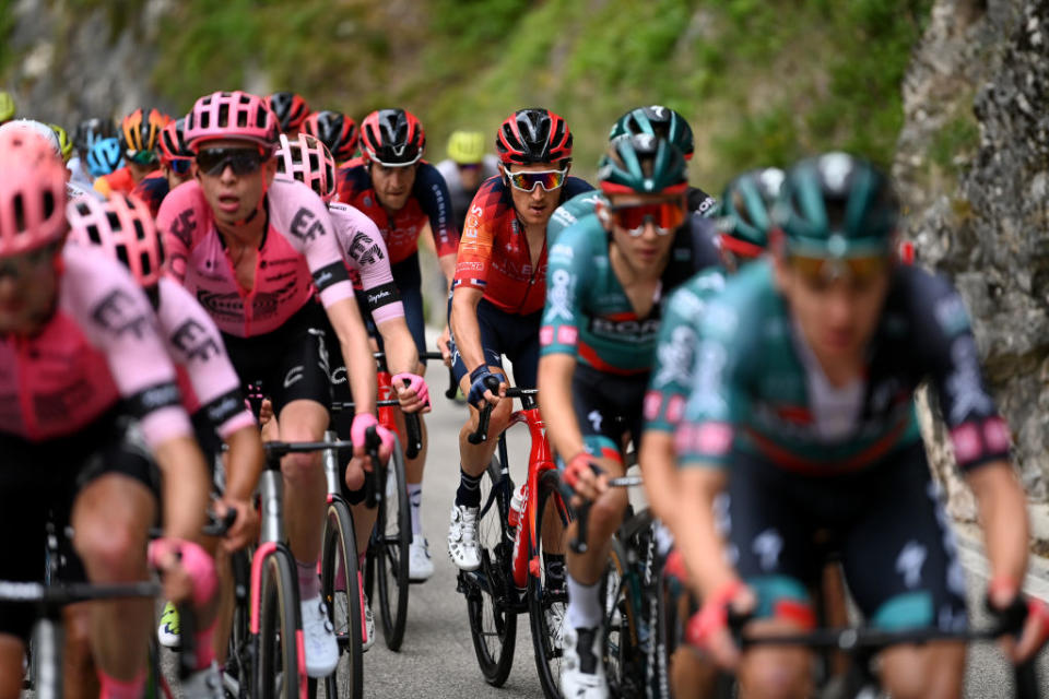 BRENTONICO SAN VALENTINO ITALY  APRIL 19 Geraint Thomas of United Kingdom and Team INEOS Grenadiers competes during the 46th Tour of the Alps 2023 Stage 3 a 1625km stage from Ritten to Brentonico San Valentino 1321m on April 19 2023 in Brentonico San Valentino Italy Photo by Tim de WaeleGetty Images