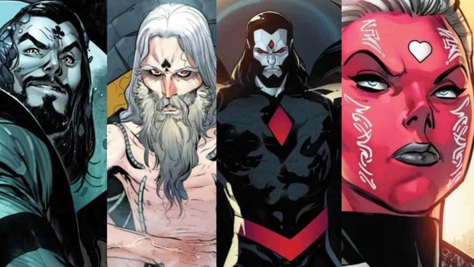 The clones of Nathaniel Essex, from Left to Right: Dr. Stasis, Orbis Stellaris, Mister Sinister, and Mother Righteous. 