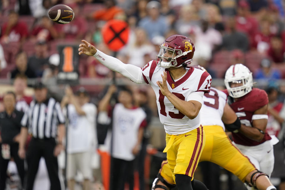 USC quarterback Caleb Williams returns to lead the Trojans this season after his Heisman-winning campaign in 2022. (AP Photo/Godofredo A. Vásquez)