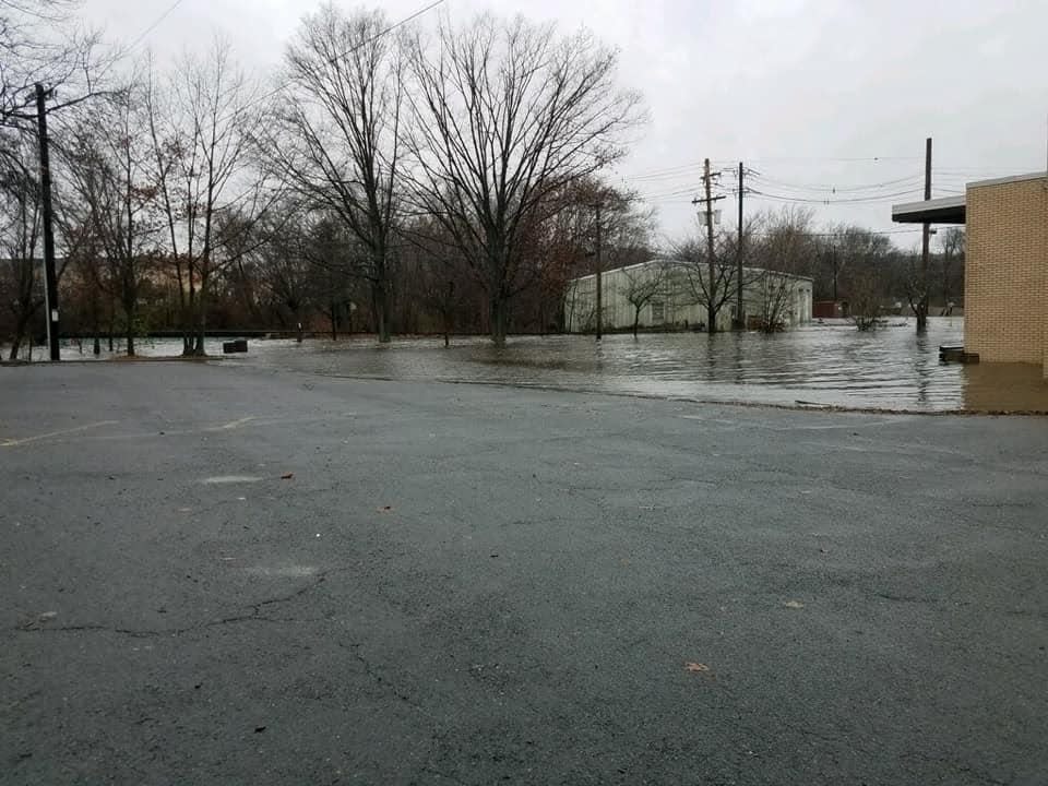 Flooding behind the post office on Washington Road in Milltown.
