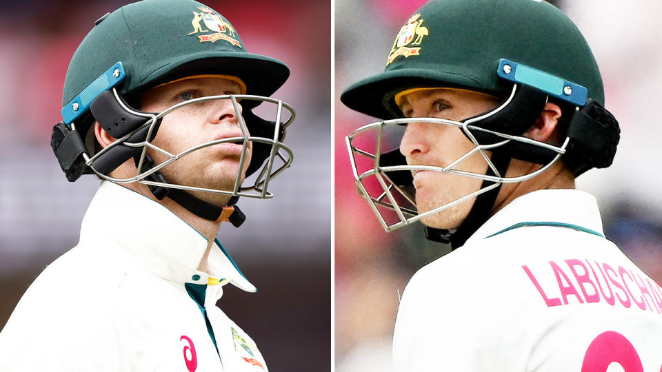 Pictured Steve Smith left and Marnus Labuschagne right