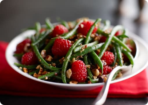 Green Beans and Raspberry Hazelnut Toss