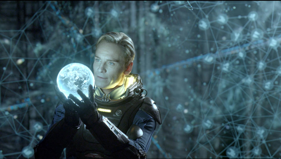 This film image released by 20th Century Fox shows Michael Fassbender in a scene from "Prometheus." (AP Photo/20th Century Fox, Kerry Brown)