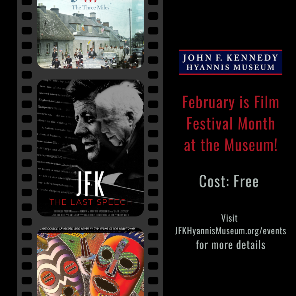 Poster for two Black History Month free documentary screenings at the JFK Hyannis Museum.
