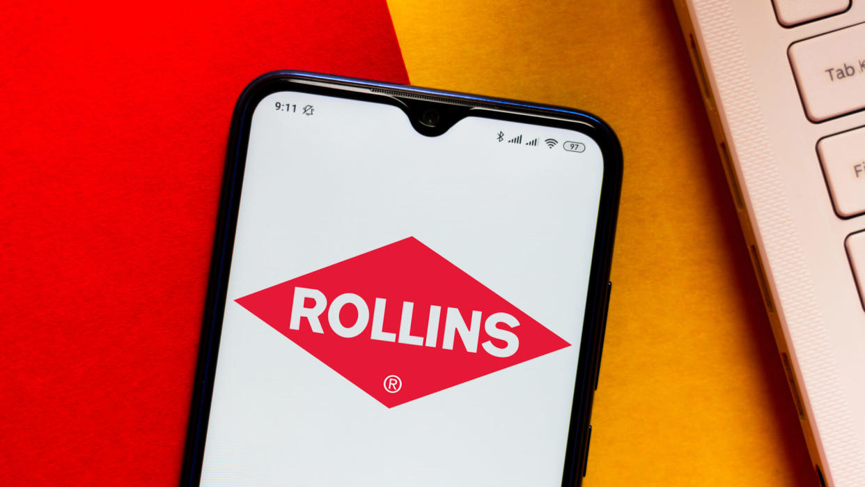 June 29, 2020, Brazil. In this photo illustration the Rollins logo seen displayed on a smartphone