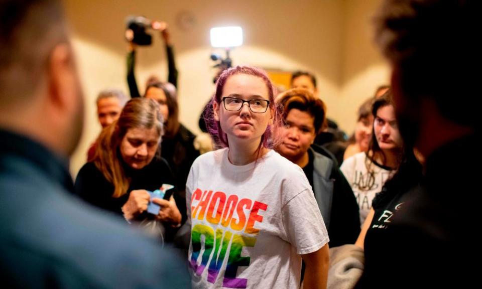 Swedish activist Elin Ersson at the district court in Gothenburg, Sweden.