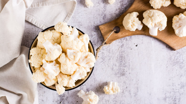 bowl of cut cauliflower