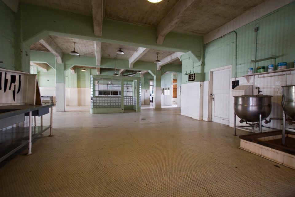 The kitchen of Alcatraz prison island.