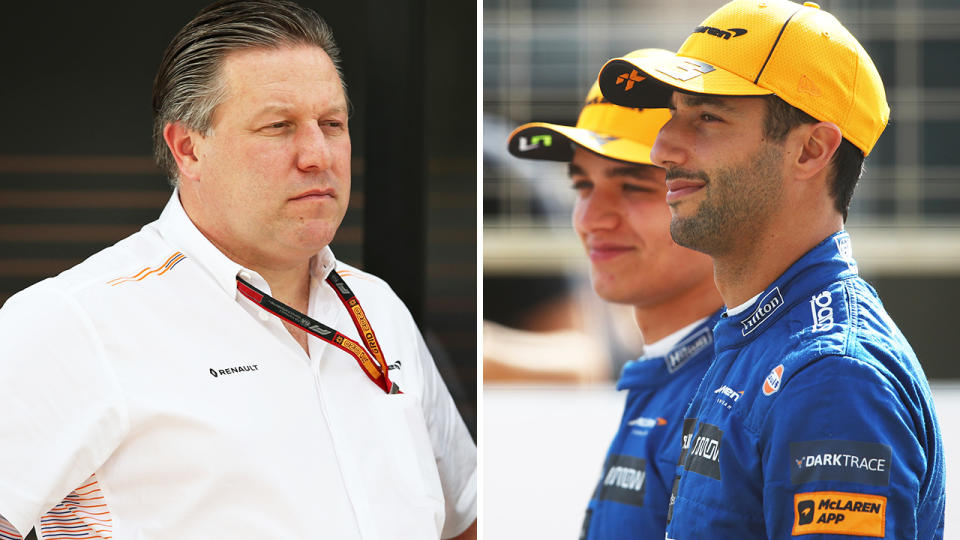 McLaren boss Zak Brown, left, tested positive for coronavirus ahead of the British GP, but the team says their drivers aren't impacted.