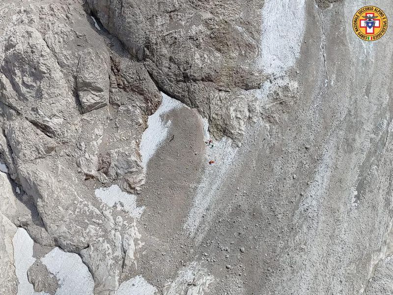 Ice glacier collapsed on Marmolada mountain