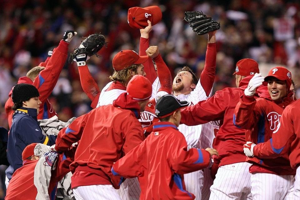 the team cheering after their win