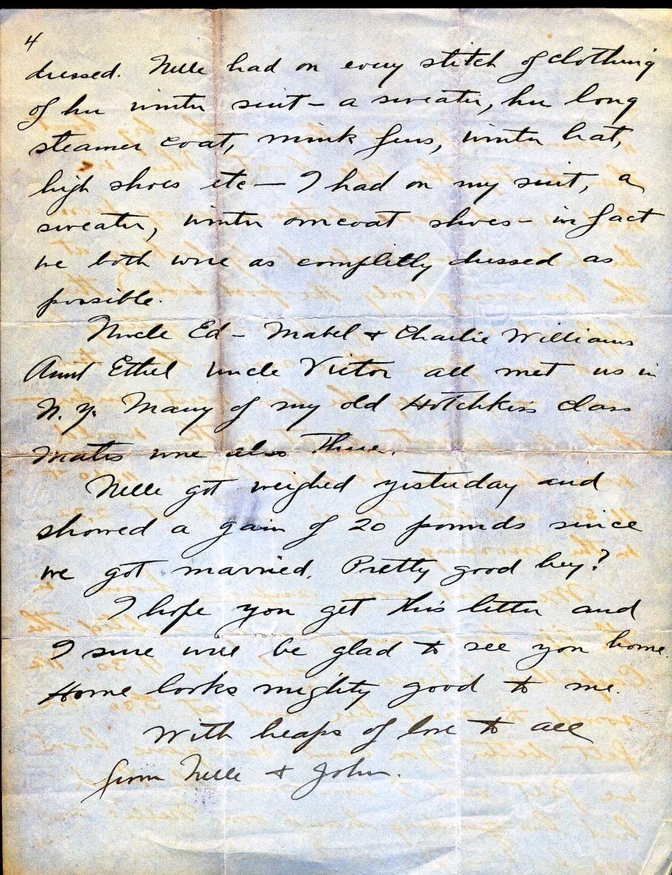 <span>This letter is a tremendous example of a first hand account of the sinking of the Titanic and its aftermath. (Page 4 of 4)<br> <br> A</span><span> handwritten letter dated April 24, 1912, from John Snyder to his father, Frank. "We were both asleep when the boat hit...When we reached the top deck only a few people were about and we all were told to go down & put on our life belts...We were almost the very first people placed in the Lifeboat. Only a very few people were on deck at the time and they thought it much safer to stay on the big boat than to try the life boat". <br> <br> He goes on to say how once in the lifeboats they could see from afar the boat sinking. "Finally the bow went under - that the finest boat in the world was doomed - we hit between 11:40 & 11:50 and the Titanic sunk at 2:22 in the morning." <br> <br> </span>(Photo courtesy of <a href="http://www.weissauctions.com/" rel="nofollow noopener" target="_blank" data-ylk="slk:Phillip Weiss Auctions;elm:context_link;itc:0;sec:content-canvas" class="link ">Phillip Weiss Auctions</a>)