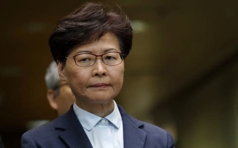 Carrie Lam has rarely spoken in public since the unrest began - Credit: Bloomberg