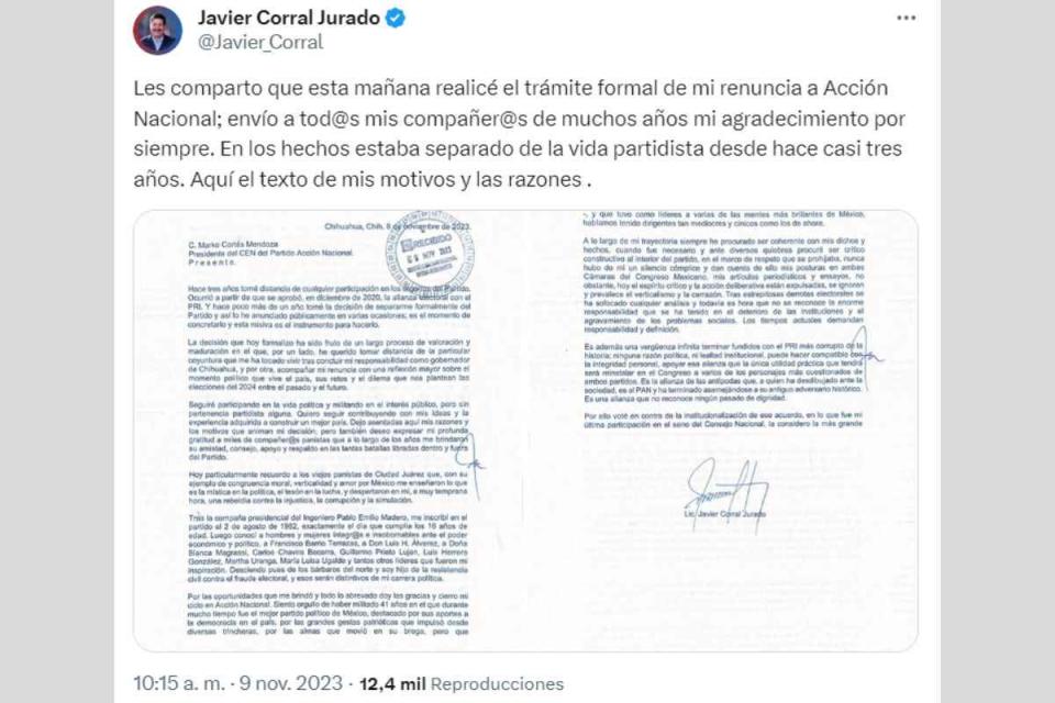 carta renuncia javier corral 