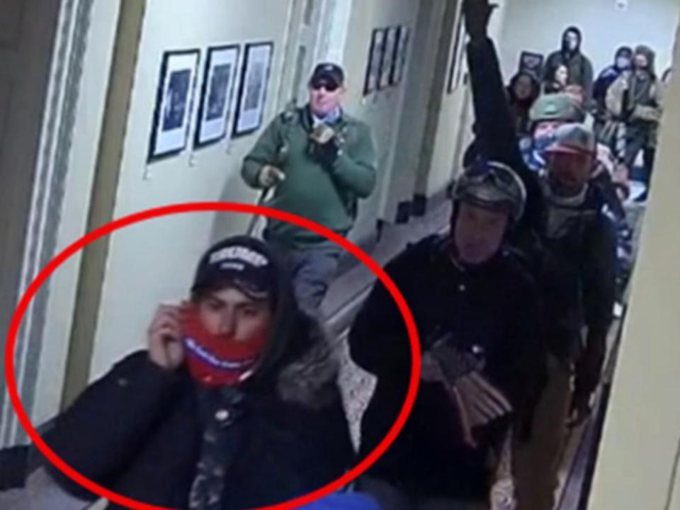 Screenshot from US Capitol surveillance footage shows Tyler Campanella on the second floor of the building during the January 6 Capitol riot (US District Court, District of Columbia)
