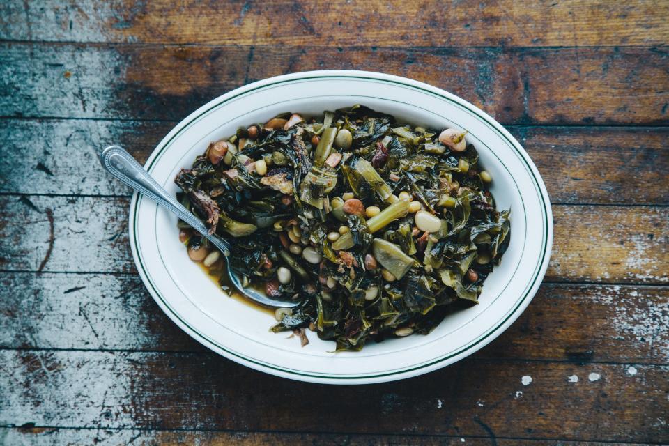 Smoky Tangy Greens and Beans