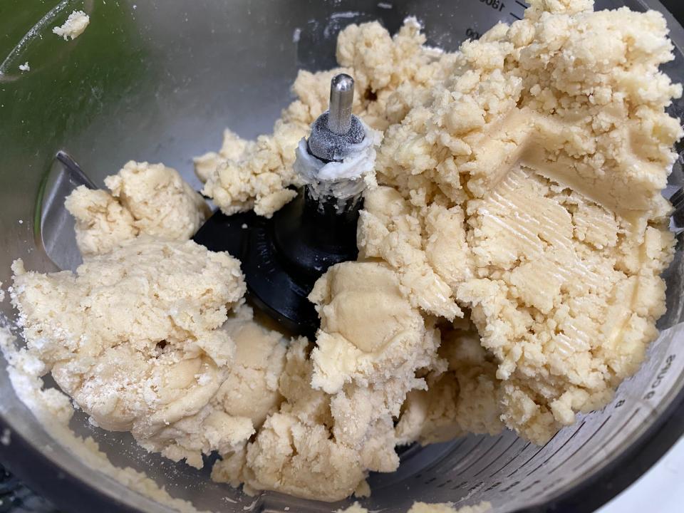 pie crust being made in a food processor