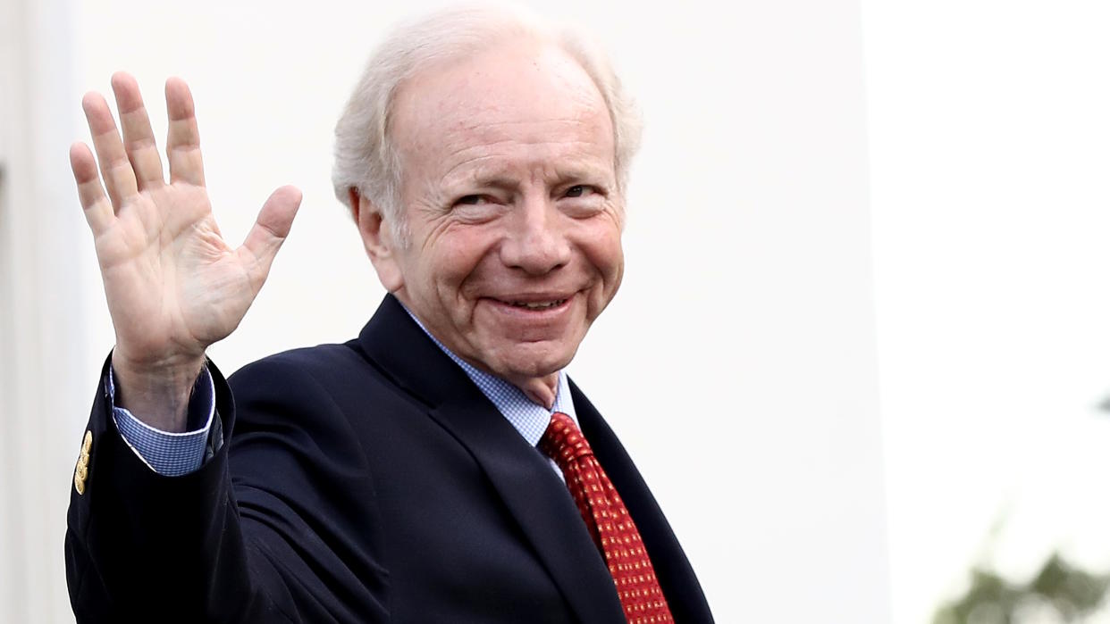  WASHINGTON, DC - MAY 17: Former U.S. Sen. Joseph Lieberman departs the White House after meeting with U.S. President Donald Trump May 17, 2017 in Washington, DC. Trump is interviewing candidates to replace former FBI Director James Comey who was fired last week. (Photo by Win McNamee/Getty Images). 