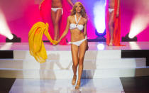 Transgendered contestant Jenna Talackova takes part in Miss Universe Canada competition while wearing her bikini in Toronto May 17, 2012.