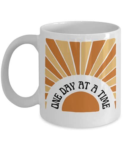 6) Ceramic 15-Ounce 'One Day at a Time' Coffee Mug