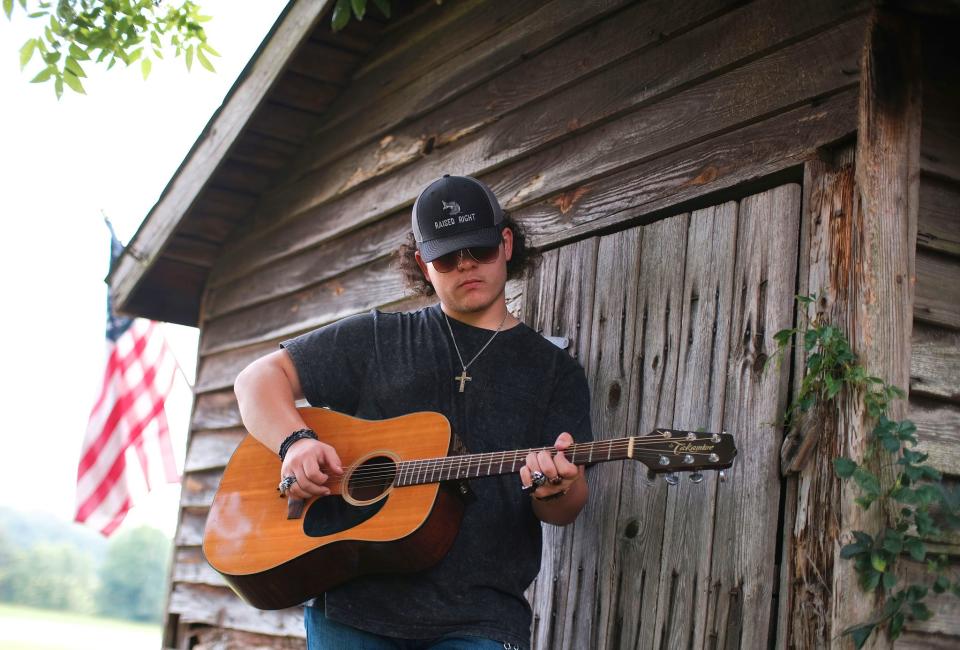 Singer-songwriter Caleb Kennedy talks about some new songs he is working on and his time on American Idol, at Studio 101 in Woodruff, Sunday afternoon, July 25, 2021. Kennedy's attorney said he has requested a new bond hearing April 28 for Kennedy, who has been jailed on a charge of felony DUI resulting in death.