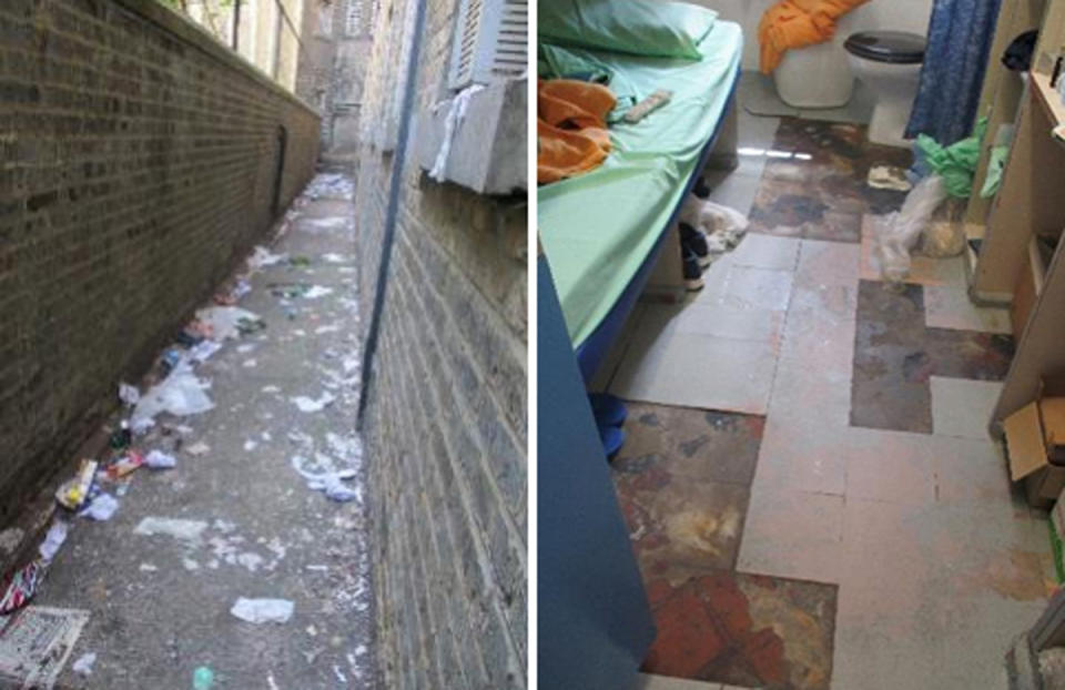 The build-up of rubbish was criticized by the inspectors.  (