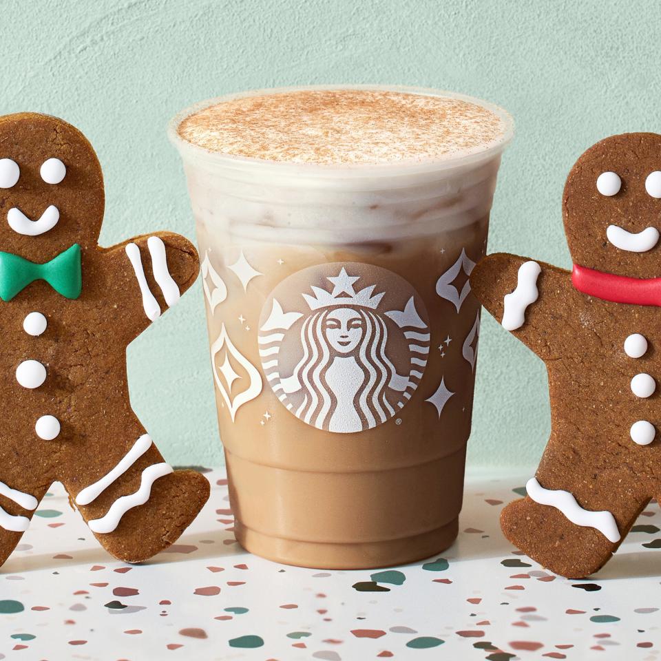 Starbucks' holiday offerings, which will be available on Thursday, Nov. 2, will include a new iced gingerbread oatmilk chai.